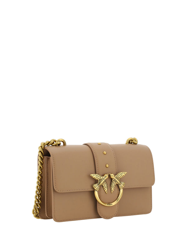 PINKO Beige Calf Leather Mini Shoulder Elegance