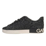 Dolce & Gabbana Sleek Black Knit Sneakers with Leather Accents