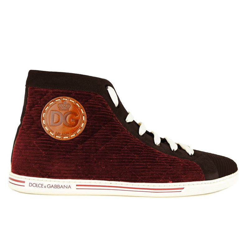 Dolce & Gabbana Elevated Velvet Red High Sneakers for Men