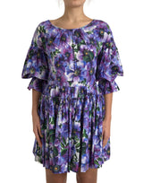 Dolce & Gabbana Floral A-Line Knee Length Cotton Dress