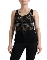 Dolce & Gabbana Elegant Lace Tank Top with Logo Stripe