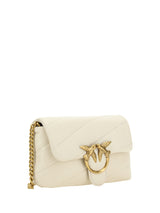 PINKO Elegant White Quilted Leather Shoulder Bag