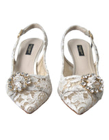 Dolce & Gabbana Elegant Lace Slingback Pumps with Crystal Accents