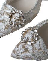 Dolce & Gabbana Elegant Lace Slingback Pumps with Crystal Accents