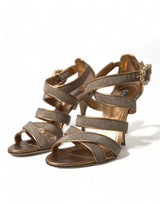 Dolce & Gabbana Bronze Crystal Stiletto Heels Sandals