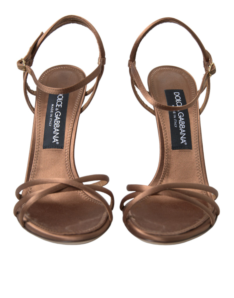 Dolce & Gabbana Elegant Brown Silk Blend Heeled Sandals