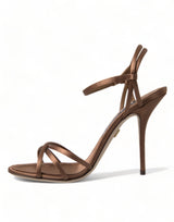 Dolce & Gabbana Elegant Brown Silk Blend Heeled Sandals