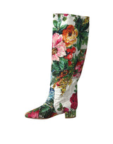 Dolce & Gabbana Floral Brocade Knee High Boots