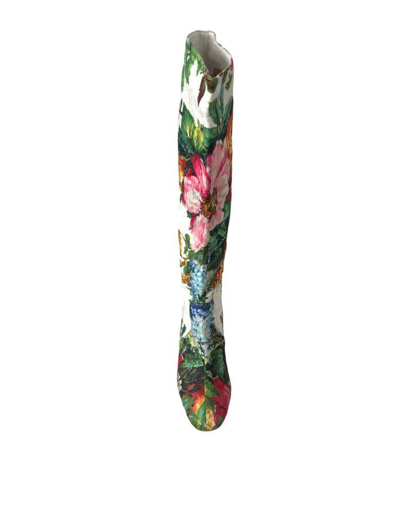 Dolce & Gabbana Floral Brocade Knee High Boots