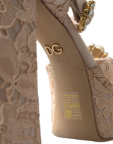 Dolce & Gabbana Chic Light Pink Platform Heels with Lace Detail