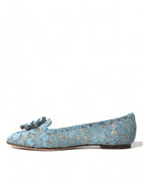 Dolce & Gabbana Elegant Floral Lace Aqua Vally Flats