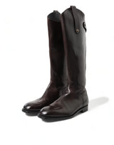 Dolce & Gabbana Elegant Dark Brown Knee High Rider Boots