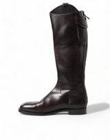 Dolce & Gabbana Elegant Dark Brown Knee High Rider Boots