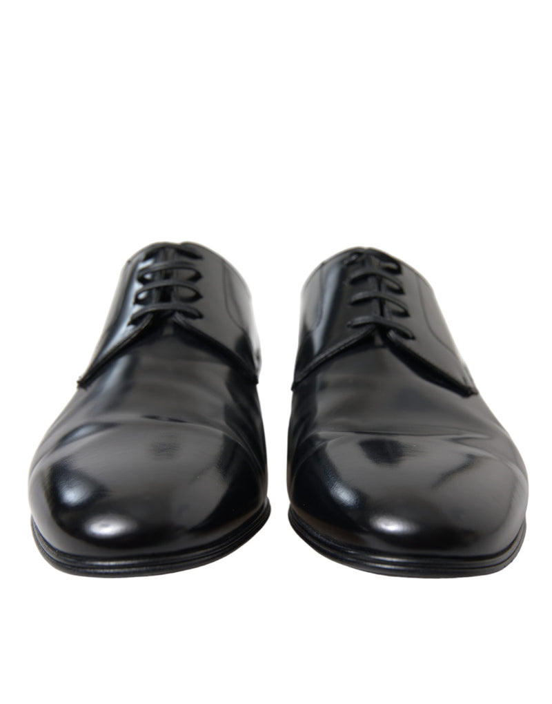 Dolce & Gabbana Elegant Black Leather Lace-Up Derby Shoes