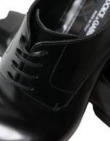 Dolce & Gabbana Elegant Black Leather Lace-Up Derby Shoes