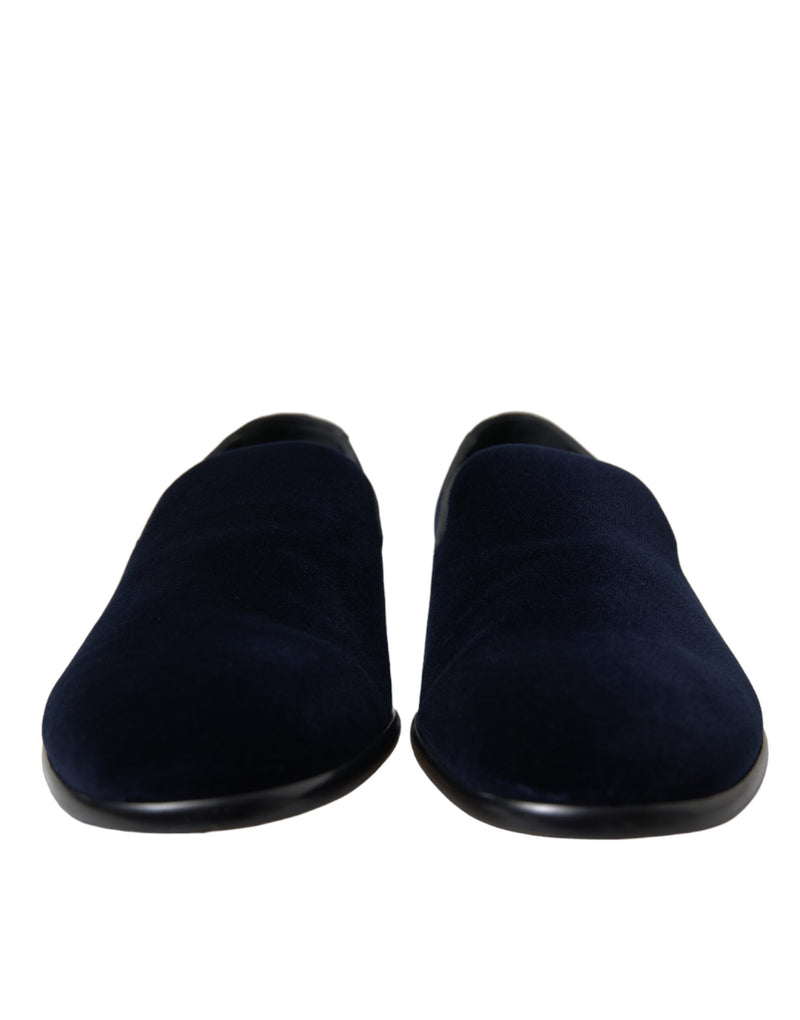 Dolce & Gabbana Elegant Blue Velvet Formal Loafers