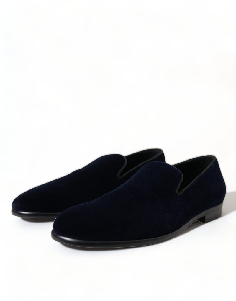 Dolce & Gabbana Elegant Blue Velvet Formal Loafers