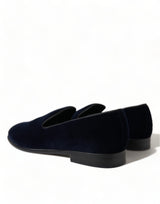 Dolce & Gabbana Elegant Blue Velvet Formal Loafers