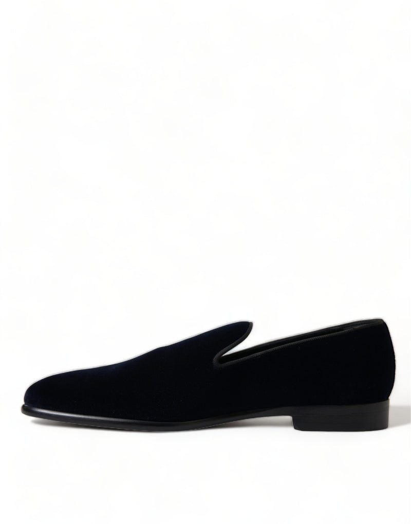 Dolce & Gabbana Elegant Blue Velvet Formal Loafers