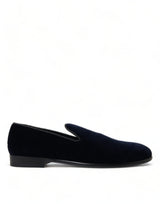 Dolce & Gabbana Elegant Blue Velvet Formal Loafers