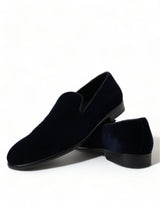 Dolce & Gabbana Elegant Blue Velvet Formal Loafers