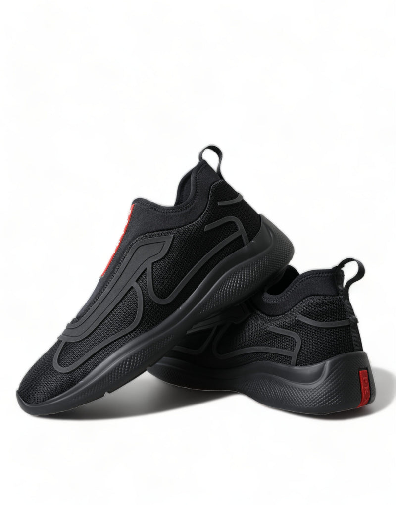 Prada Elegant Tech Knit Low Top Sneakers