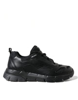 Prada Sleek Low Top Leather Sneakers in Timeless Black