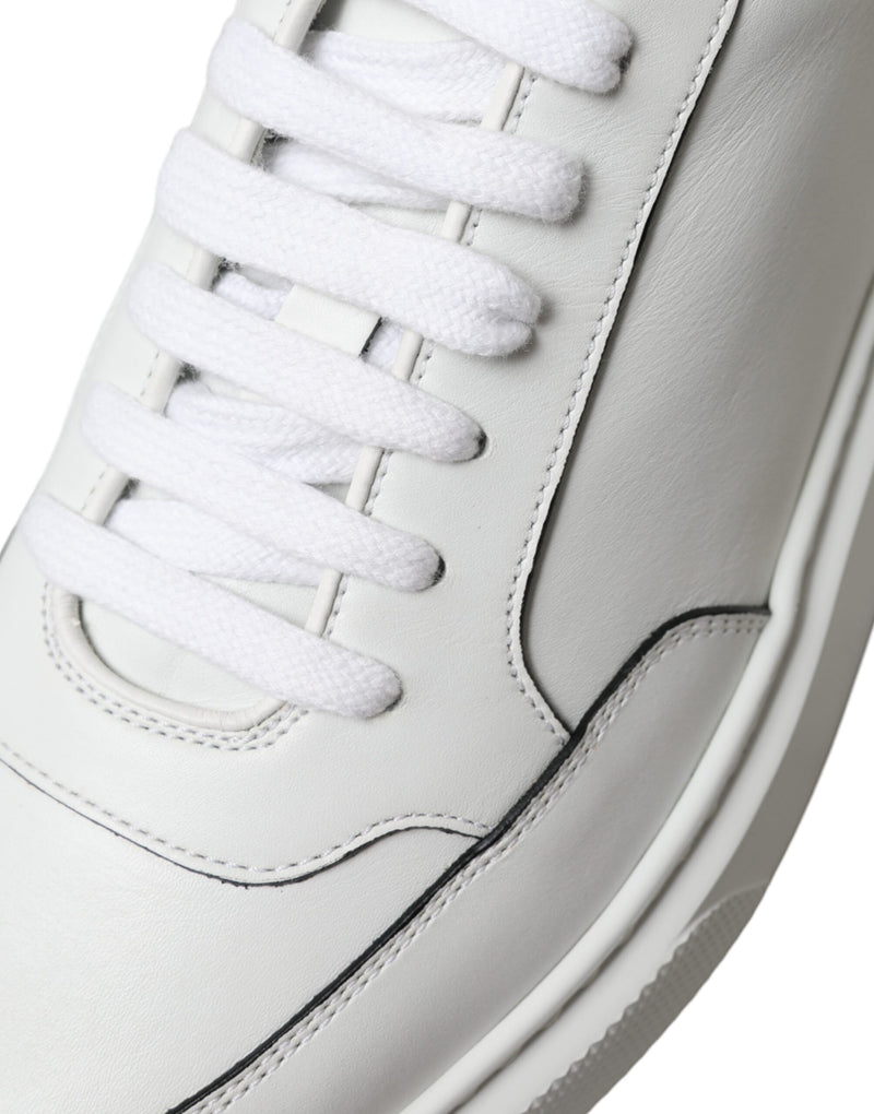 Prada Sleek White Leather Low Top Sneakers