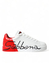 Dolce & Gabbana Chic Red and White Leather Sneakers