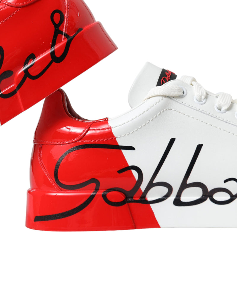 Dolce & Gabbana Chic Red and White Leather Sneakers