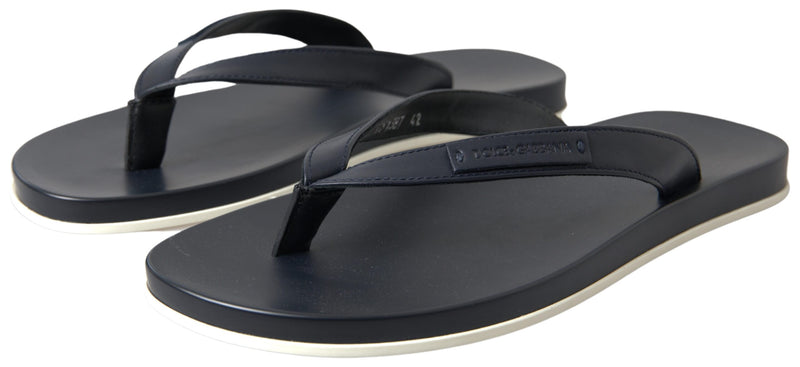 Dolce & Gabbana Elegant Blue Leather Slip-On Sandals