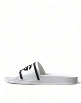 Dolce & Gabbana Chic White Designer Slides with Logo Detail