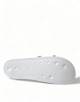 Dolce & Gabbana Chic White Designer Slides with Logo Detail