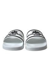 Dolce & Gabbana Chic White and Black Logo Slides