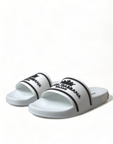 Dolce & Gabbana Chic White and Black Logo Slides