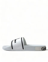 Dolce & Gabbana Chic White and Black Logo Slides