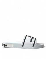 Dolce & Gabbana Chic White and Black Logo Slides