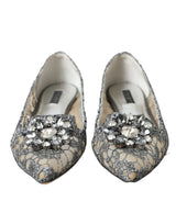 Dolce & Gabbana Elegant Silver Floral Lace Flat Shoes