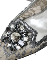 Dolce & Gabbana Elegant Silver Floral Lace Flat Shoes