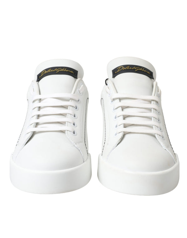 Dolce & Gabbana Elegant Portofino White Leather Sneakers