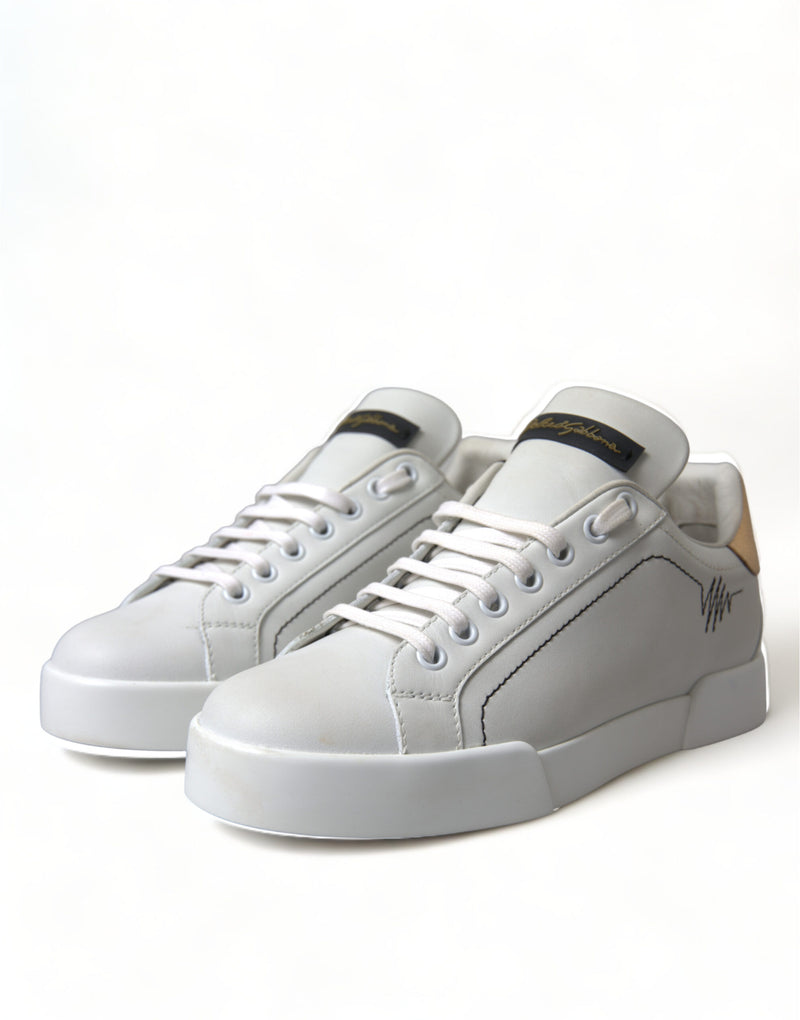 Dolce & Gabbana Elegant Portofino White Leather Sneakers