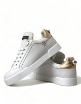 Dolce & Gabbana Elegant Portofino White Leather Sneakers