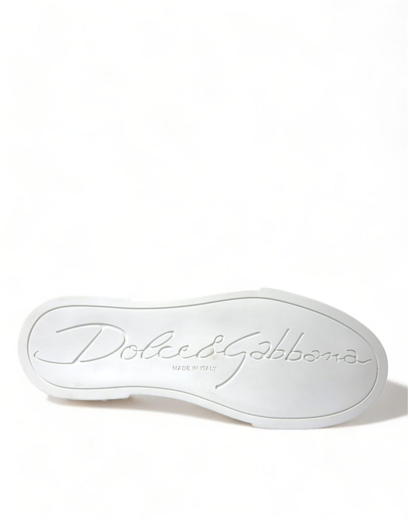 Dolce & Gabbana Chic White Sneakers with Green Heel Accent