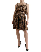 Dolce & Gabbana Leopard Print A-Line Cotton Dress