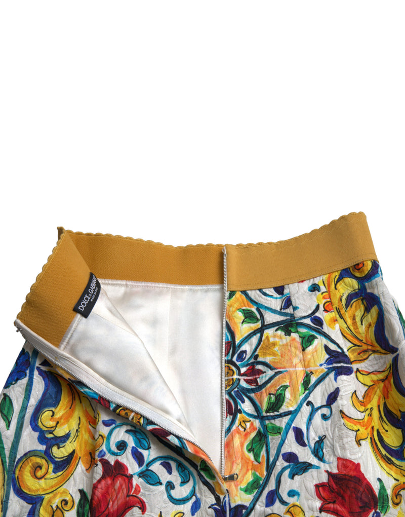 Dolce & Gabbana High Waist Majolica Print Mini Skirt