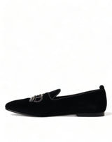 Dolce & Gabbana Elegant Velvet Black Dress Loafers