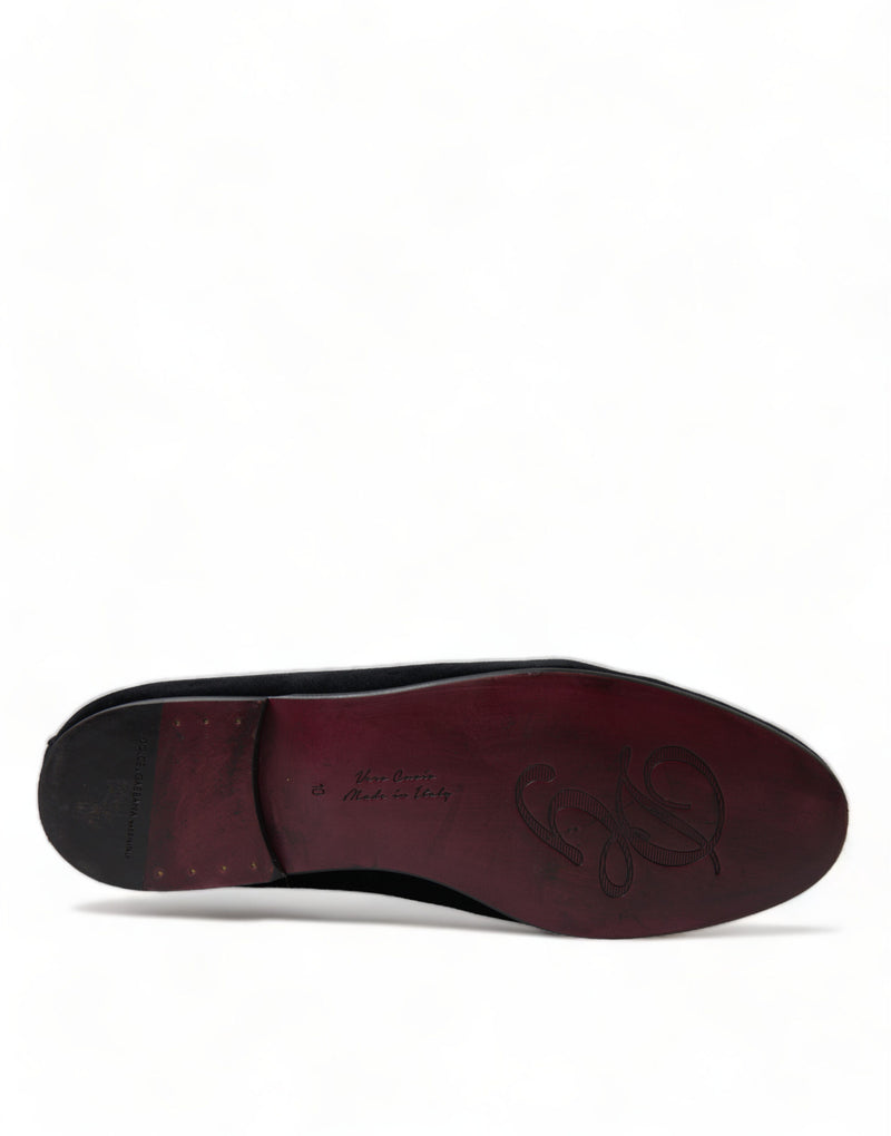 Dolce & Gabbana Elegant Velvet Black Dress Loafers