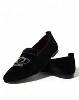 Dolce & Gabbana Elegant Velvet Black Dress Loafers