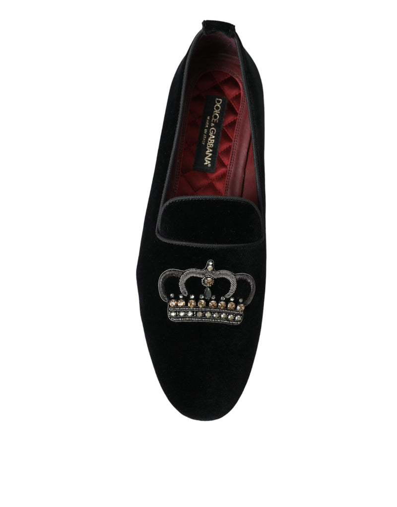 Dolce & Gabbana Elegant Velvet Black Dress Loafers