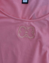 Cavalli Pink Cotton Blend Tank Top with Cap Sleeves